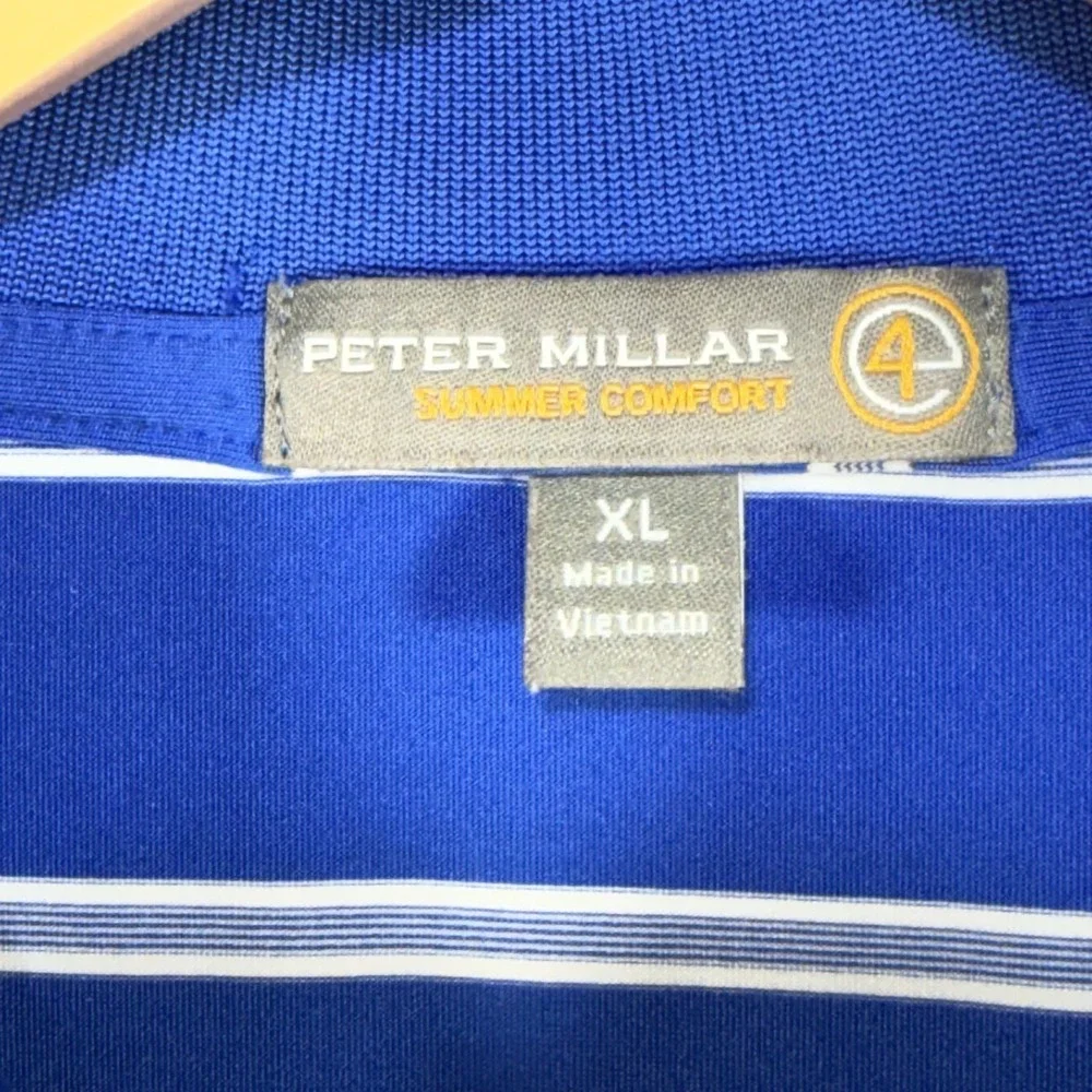 Peter Millar Summer Comfort Golf Polo Shirt Men's XL Blue Performance RCC Logo‎